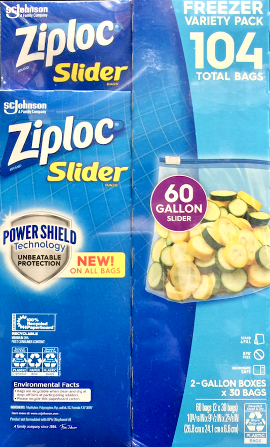 집락 Ziploc BPA-프리 슬라이더백 냉동고 2종 104매