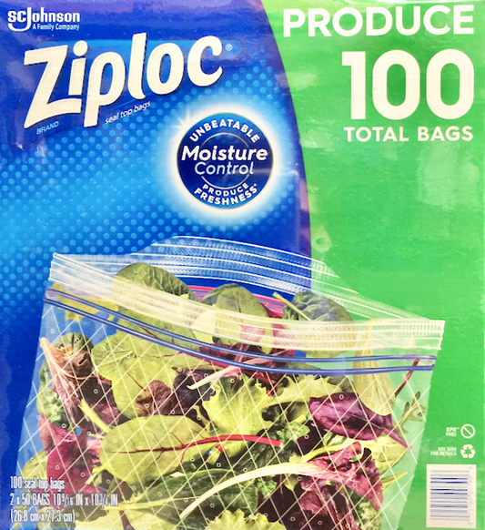 집락 Ziploc BPA-프리 야채/과일 지퍼백 26 x 27cm 100매